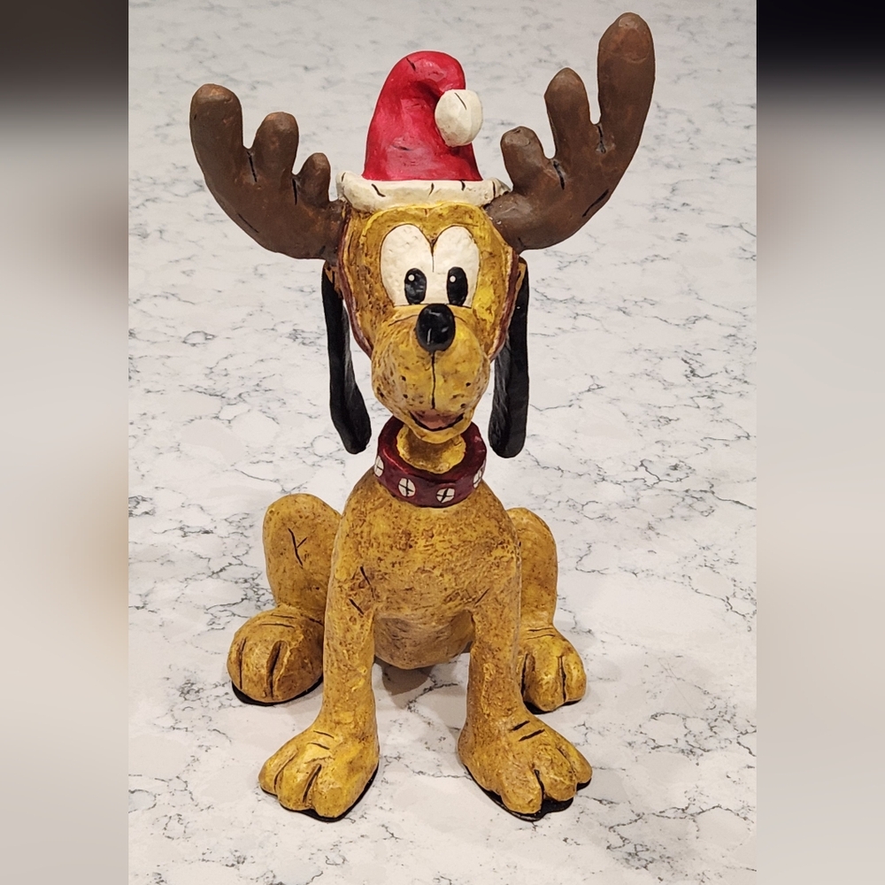 Polliwogg's Disney Pluto Figurine Vintage Collection Christmas Santa Hat